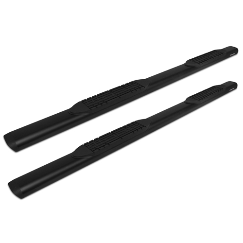 5in Slide Track Oval Style Running Boards - Black Textured Aluminum