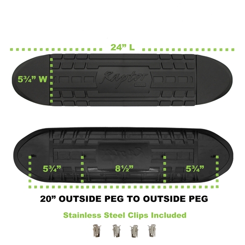 RPSP - STEP-008-20in - 6in Oval Step Pad 20 inch Peg to Peg (With Raptor logo. Clips Included) Qty 1