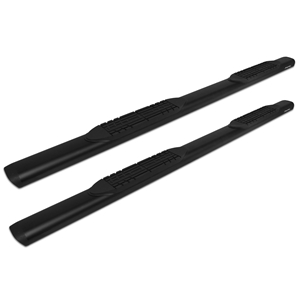 5in Slide Track Oval Style Running Boards - Black Textured Aluminum